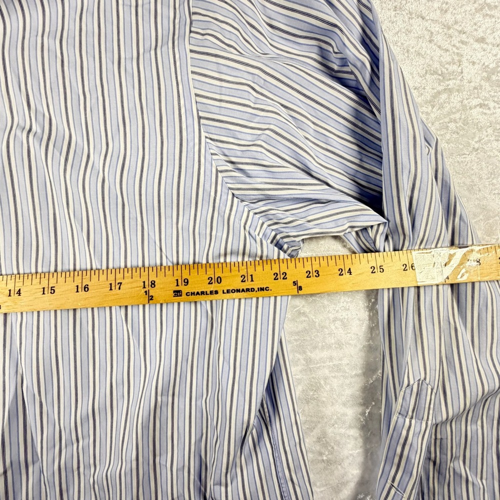 Polo Ralph Lauren Dress Shirt Men's 17 35 Blue White Striped Philip 100s - Picture 6 of 9